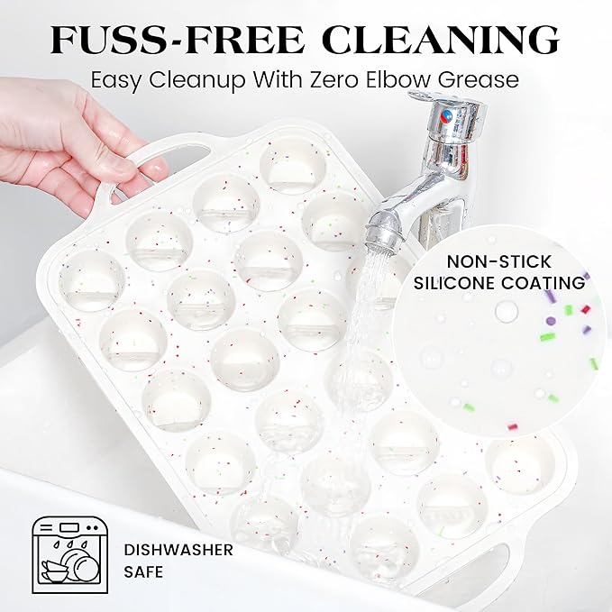 AOTASO 3 Pcs Silicone Baking Pan Set - Including 1 Pc Mini Loaf Pan, Standard Muffin Pan and Mini Muffin Pan - Silicone Cupcake Molds With Metal Reinforced Frame (Cream)