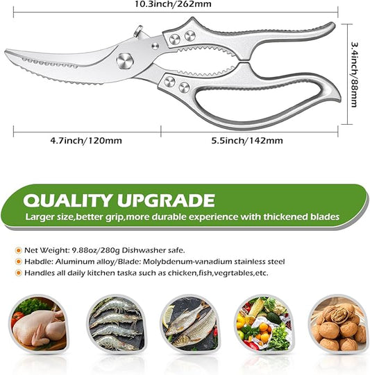 Poultry Shears – Kitchen Shears & Multipurpose Kitchen Scissors for Meat, Chicken, Fish & Vegetables, High Carbon Stainless Steel, Safety Lock, Dishwasher Safe