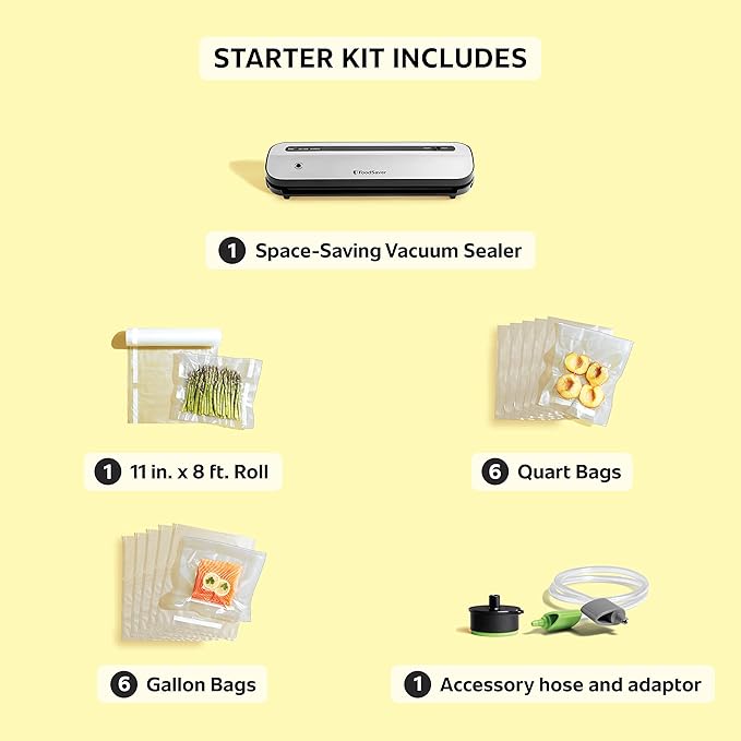 FoodSaver Space-Saving Vacuum Sealer with Bags and Roll