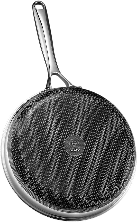 KOBACH 10in Nonstick Frying Pan - Stainless Steel Skillet, Dishwasher & Oven Safe, Compatible with Induction & Gas Stoves, Non-Toxic & Easy to Clean