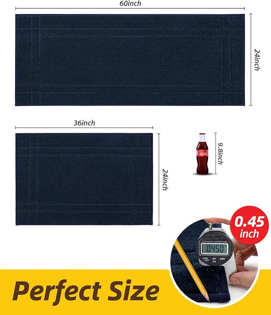 JSEI Kitchen Mats for Floor, Non-Slip Kitchen Rugs, Soft Washable Absorbent Kitchen Mats 2 PCS, Kitchen Runner Rug with TPR Backing, Polyester, 24"x36"+24"x60", Navy Blue