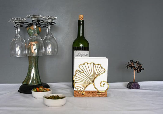 Leaves Vertical Napkin Holder, Contemporary Disposable Paper Hand Tower Storage Tray Caddy, Metal Paper Storage for Kitchen, Stylish Towel Dispenser, Mail Letter Sorter Rack, Document File Organizer