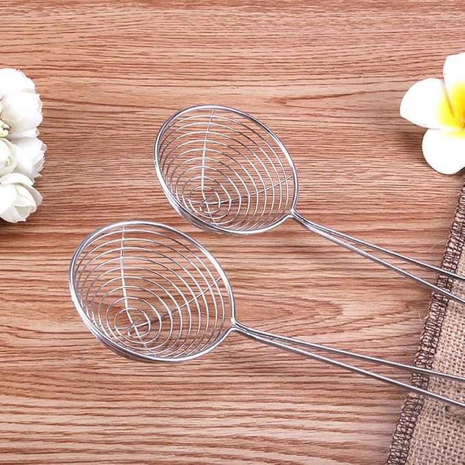 2 Pcs Stainless Steel Strainer Spoons Ladle Hot Pot Strainer Scoops Wire Strainers for Cooking Skimmers Small Frying Spoon Strainer Kitchen Oil Filter Spoons