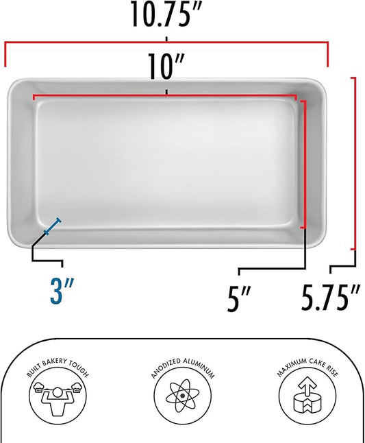 Fat Daddio's BP-5644 Anodized Aluminum Bread Loaf Pan, 10 x 5 x 3 Inch