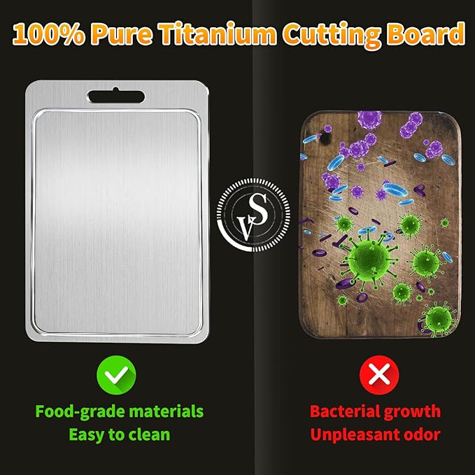 2025 New 100% Pure Titanium Cutting Board with Grooves, Double Sided Chopping Board, Meat, Fruit and Vegetable Cutting Board, Dishwasher Safe (11 * 15 IN)