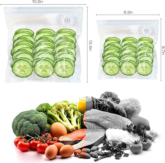 RAIN SPIRIT Reusable Vacuum Sealer Bags for Food, 40 Packs (20 Medium & 20 Small) BPA-Free Food Storage Bags, Leakproof Sous Vide Bags for Freezer, Microwave, Dishwasher Safe, Preserve Freshness