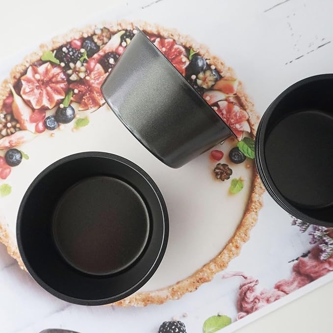 LoveDeal Muffin Pan Individual, 6Pcs Jumbo Muffin Tin Set, Nonstick Round Cupcake Pan for Baking Muffins, Popover, Egg Tarts, Quiche - Carbon Steel, Black