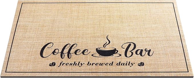 Absorbent Coffee Mat, Fashion Dish Drying Mat for Kitchen Counter Coffee Bar Accessories Espresso Machine Dish Rack 17" x 32" Beige