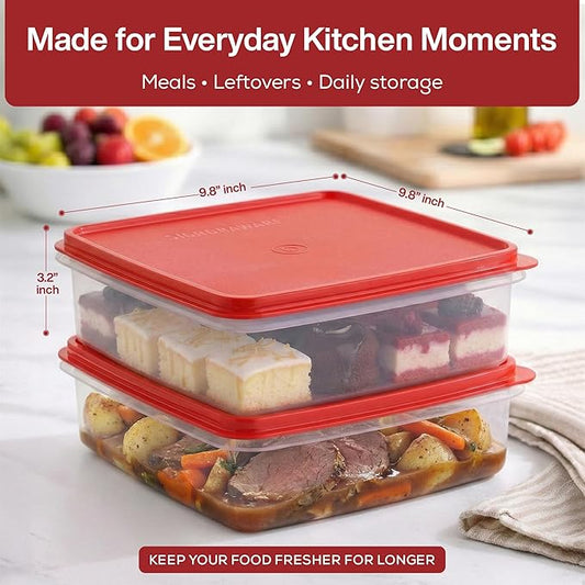 Plastic Storage Containers with Lids – 2-Pack 3L Cupcake Carrier – Leakproof Cookie Storage Containers Airtight – BPA-Free Plastic Containers with Lids for Food Storage, Meal Prep, Leftovers, Cupcakes