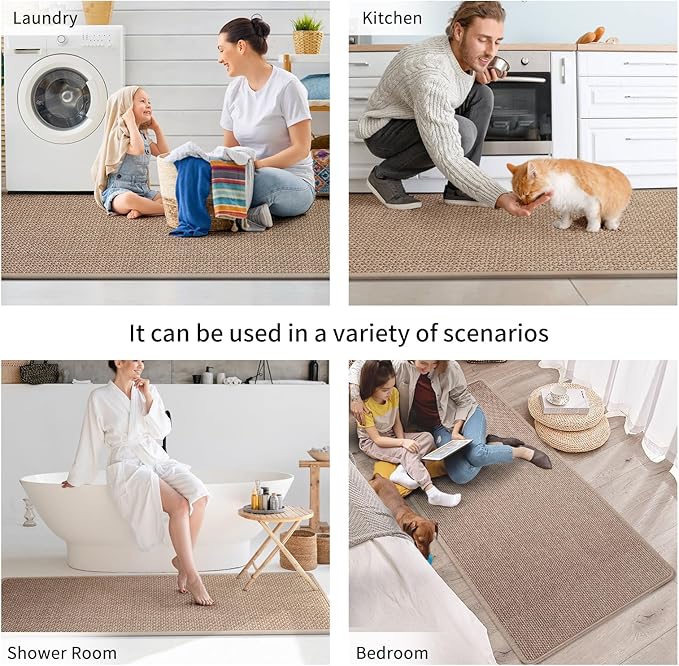 Kitchen Rugs and Mats Non Slip Washable, Absorbent Runner Rugs for Kitchen, Front of Sink, Kitchen Mats for Floor,Easy to Clean and Maintain Kitchen Floor mat(Brown, 17"x30")