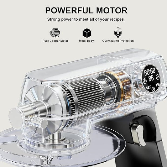 Camic 8.45 QT All Metal Stand Mixer,10 Speed Large Capacity Kitchen Mixer with Digital Timer & Tilt-Head, Electric Mixer with Whisk Dough Hook Mixing Beater for Baking,Cakes,Cookie,Bread,Salad(BLack)