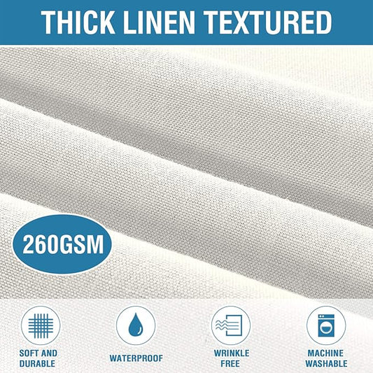H.VERSAILTEX Linen Textured Table Cloths Round 60 Inch Premium Solid Tablecloth Spill-Proof Waterproof Table Cover for Dining Buffet Feature Extra Soft and Thick Fabric Wrinkle Free, Ivory