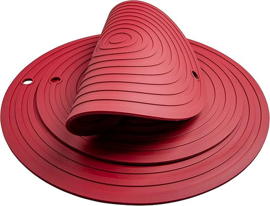 Silicone Trivets for Pots and Pans, Heat Resistant Pot Holders, Flexible Hot Pads for Kitchen Table, Non Slip Mats, Dia11.81 and 9.45 Inches Big Round Microwave Mats Pack 3 Burgundy