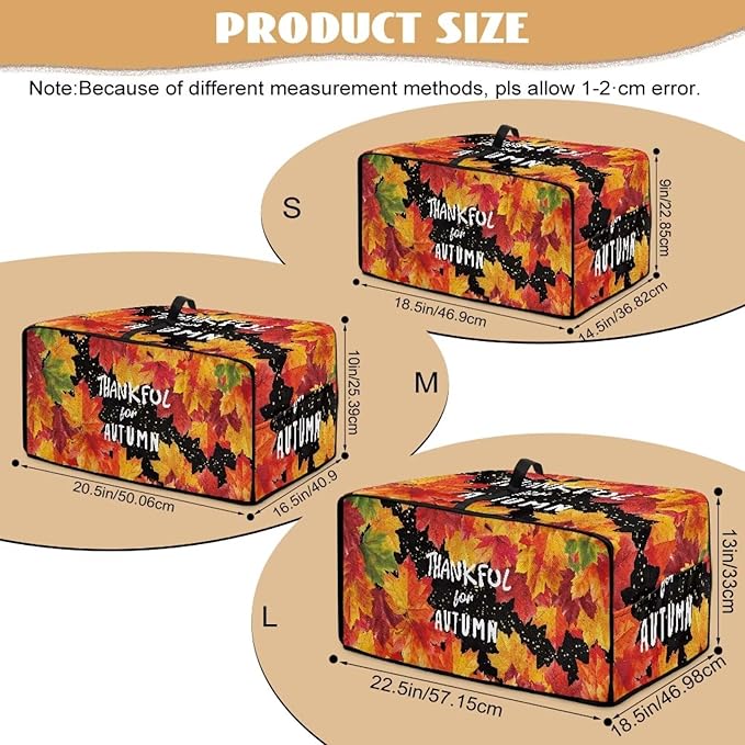 Doojoayie Small Appliance Covers Thankful Autumn Toaster Cover 4 Slice Kitchen Appliance Protector 18.5"x14.5"x 9" Compatible with Toaster Machine