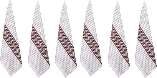 Urban Villa Kitchen Towels, Premium Quality, Cotton Dish Towels,Mitered Corners,Ultra Soft (Size: 20X30 in), White Waffle Stripes, Highly Absorbent Bar Towels & Tea Towels - (Set of 6)