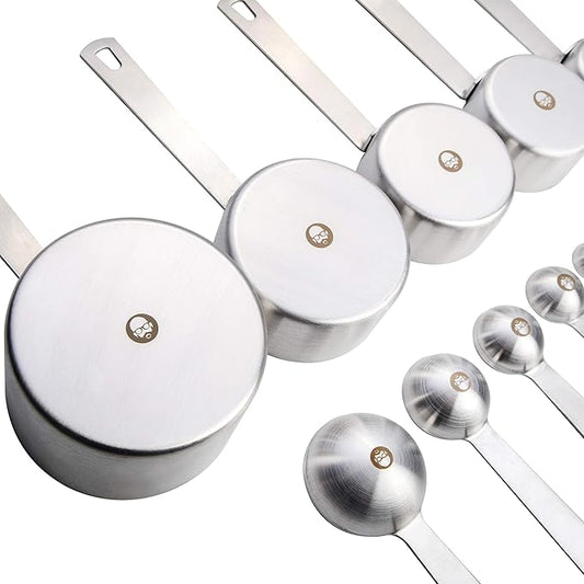 Babish 10-Piece Stainless Steel Measuring Cups and Spoons Set – Heavy-Duty, Rust-Resistant Baking and Cooking Measurement Tools