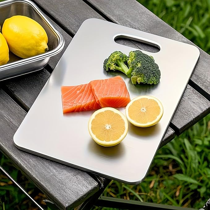 4Pack Titanium Cutting Board Set – Pure Titanium Double-Sided Cutting Boards for Kitchen, Stainless Steel Chopping Boards for Meat, Vegetables, Fruits – Durable, Easy to Clean – 4 Sizes