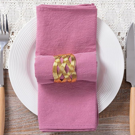 MLMC 8 Pack Caramel Cloth Napkins Rustic Washable Cotton Linen Napkins Set of 8 17"x17" Reusable Dinner Napkins Cloth for Spring Easter Wedding Party Bridal Shower Everyday Use Gathings Decor