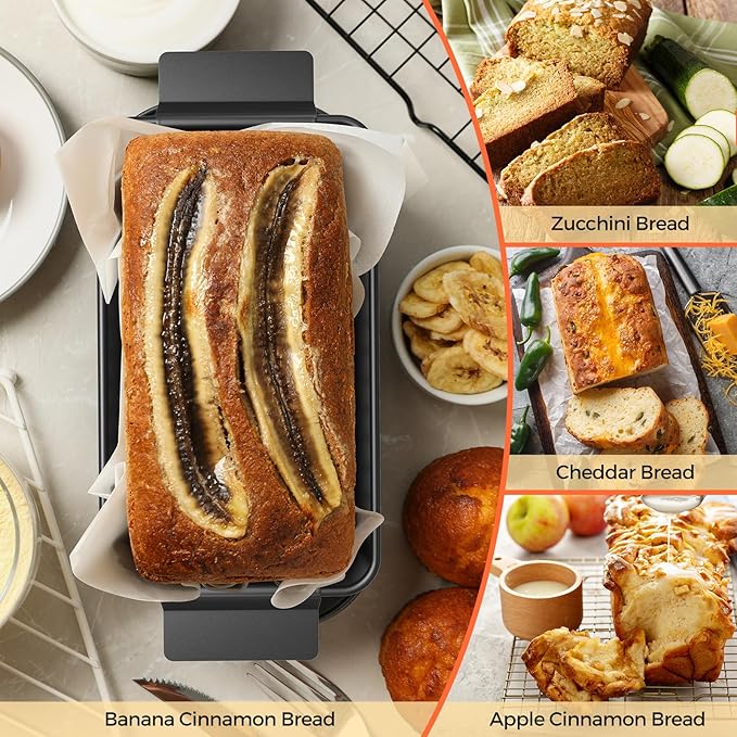 2 Pack Meatloaf Pan with Drain Tray, Non Stick Meat Loaf Pan with Drip Tray, 9.4 x 5.5 Inch Loaf Pan for Baking Bread and Meatloaf