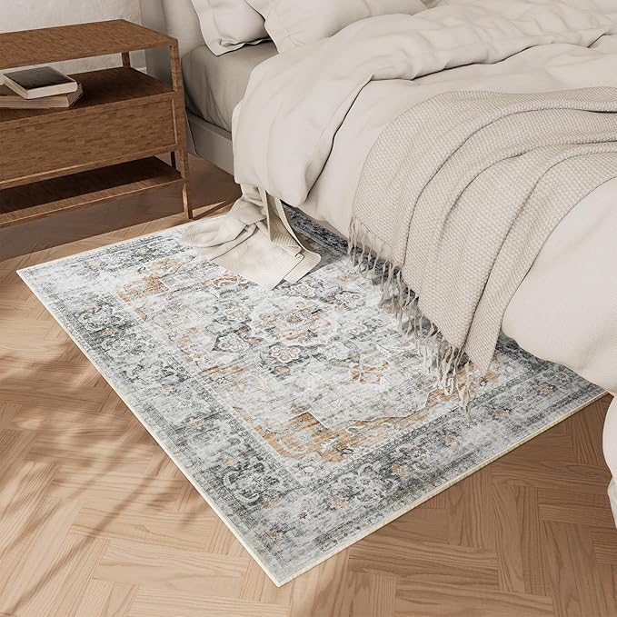 Washable Entryway Small Area Rugs: 2'x3' Boho Rug Non Slip Door Mat Indoor Entrance Stain Resistance Low Pile Throw Rugs for Inside Front Door Floor Bedroom Bedside Kitchen Nursery Dorm Home Entry