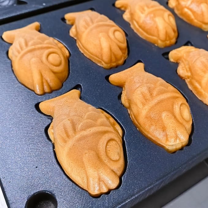 Mini Fish-Shaped Waffle Maker/Taiyaki Fish Waffle Maker - Non-Stick Teflon Coating, 50-300/122-572 Adjustable