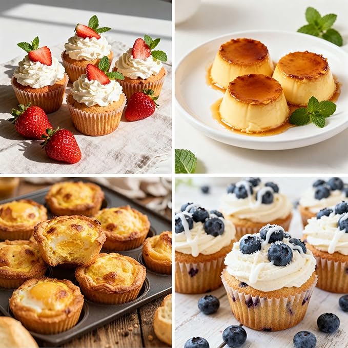 Firstfooby 4 Pack Silicone Muffin Pan for Baking, Regular Size Nonstick Cupcake Pan, 6-Cup Silicone Muffin Tin BPA Free Dishwasher Safe, Great for Muffin Cupcake Brownie Egg Tart