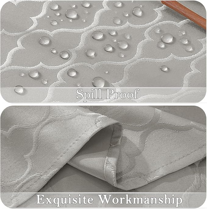 Larponder Tablecloth Rectangle, Jacquard Polyester Table Cloth, Washable & Spill Proof Table Cover for Spring Kitchen Graduation Dining Party Picnic (Rectangle, 60" x 102", Gray)