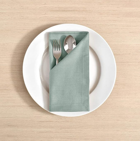 Cloth Napkins Dinner Washable Set of 4 in Cotton Linen Fabric Premium Quality, Mitered Corners for Reusable Every Day Use Pre Shrunk and Good Absorbency Christmas Cloth Napkins (Pack of 4, Aqua)