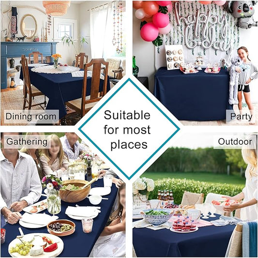 Hiasan Waterproof Tablecloth Rectangle - Washable Fabric Table Cloth for Dining Room Kitchen Birthday Party and Outdoor Use, Navy Blue, 54 x 120 Inch