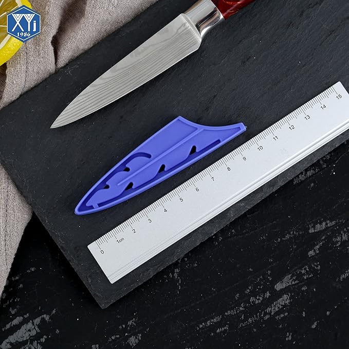 XYJ 2pcs/set Safety Knife Covers Sleeves Knives Edge Guard, Universal Knife Sheath, Fruit, Utility, Paring Knife Case Blue (For 3.5'' Paring Knife)