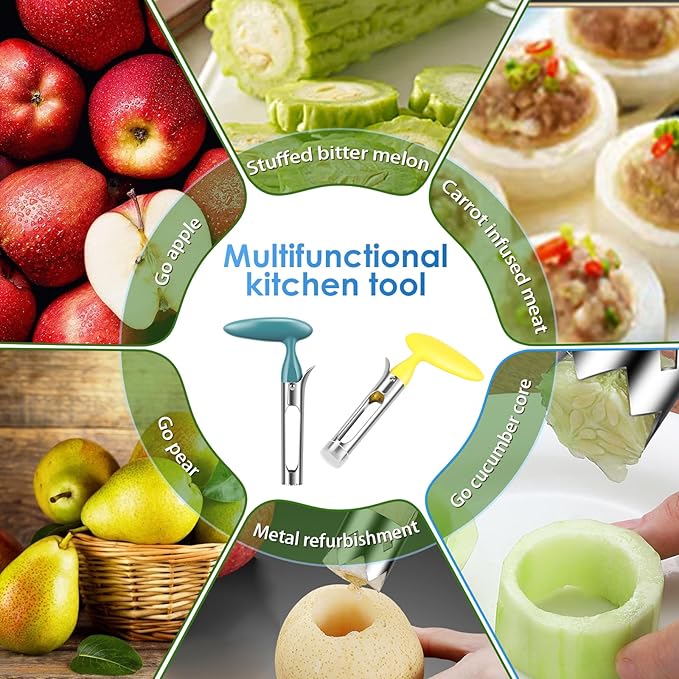 6Pack Stainless Steel Corer Fruit Corer Tool Ultra Sharp, Stainless Steel Easy To Operate And Clean For Baking Apples And Other Culinary Uses