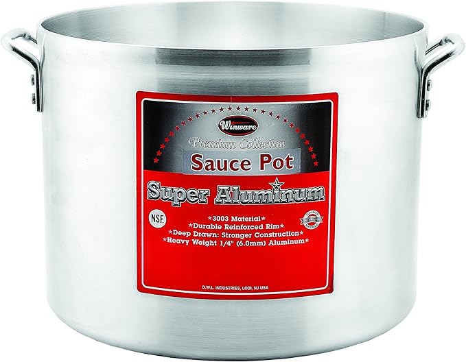 Winco USA Super Aluminum Sauce Pot, Extra Heavy Weight, 20 Quart, Aluminum