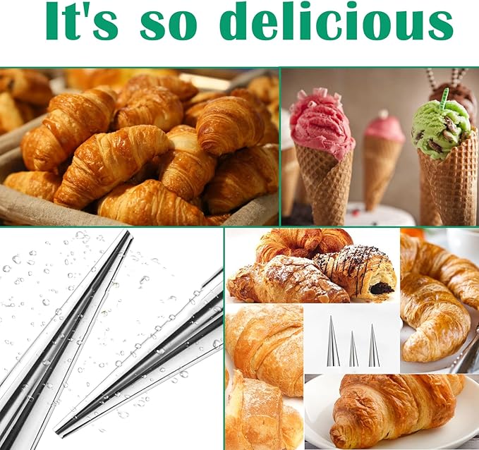 9 Pcs Cannoli Tubes,Non-Stick Cream Horn Cones Tubes Stainless Steel Conical Croissant Pastry Baking Moulds,Cannoli Form Roll Mold Corner Shaper for Christmas Anniversary and Daily Use(3 Size)