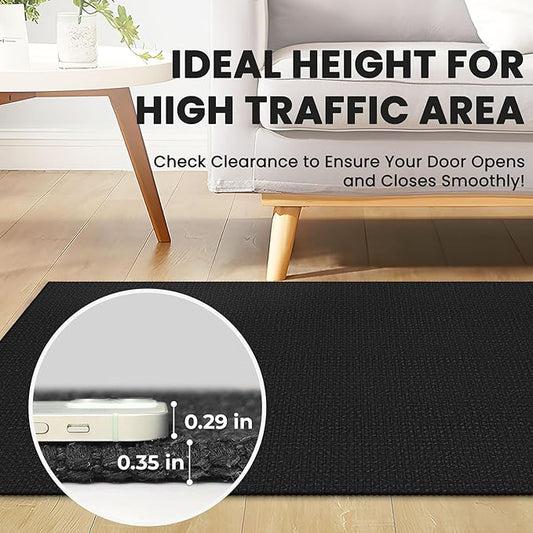 Braided Runner Rug 2x6 Ft Washable Runners for Hallways Non Slip Rubber Backed Kitchen Runners Cotton Entryway Runner Indoor, Woven Floor Carpet for Hall Kitchen Bedroom, Black/Grey