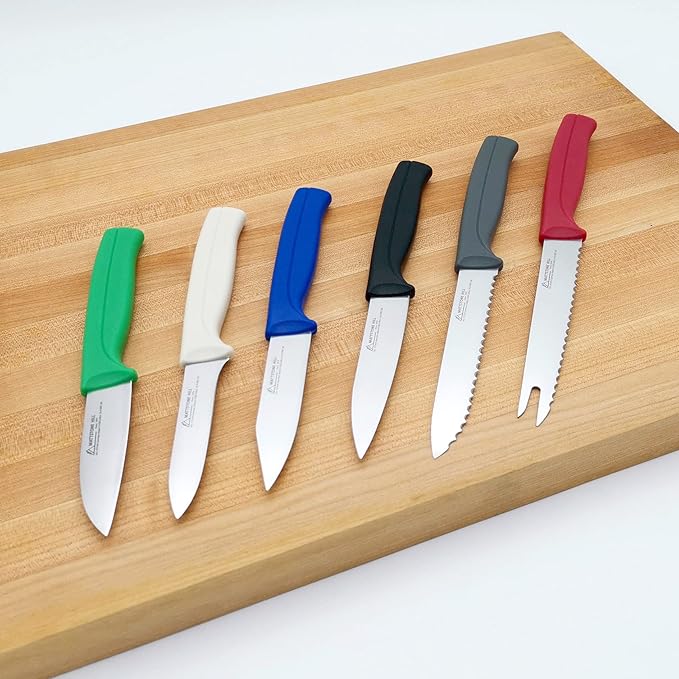 Paring Knife - MATTSTONE HILL 3 Inch Flat Edge Peeling Knife, For Cutting, Peeling and Paring Fruits and Vegetables, Premium Stainless Steel Blade, Green Handle