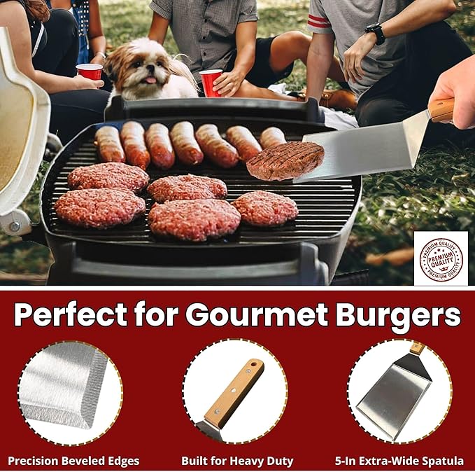 Gamalou® Smashed Burger Press BBQ Kit: 7" Round & 8.2x4.3 Rectangle Cast Iron Bacon Press, 3 in 1 Patty Maker, Spatula 6x5”, Burger Press Griddle Set for Blackstone, Traeger, Grills, Fry Pan