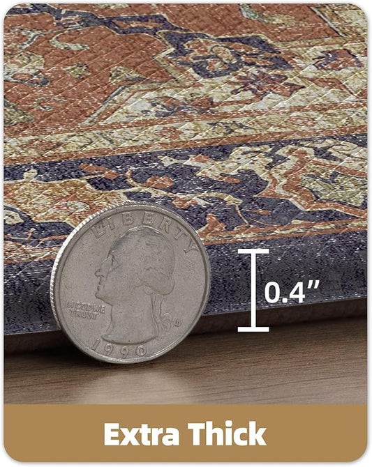 Color&Geometry Anti Fatigue Kitchen Mats for Floor 24x87, Vintage Decor, Easy Clean, Waterproof & Oil Proof, 0.4" Thick Cushioned, Non-Slip Kitchen Runner Rug for Sink, Laundry, Office, Warm Coral