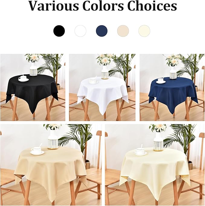 Wolkemer Small Square Tablecloth 36 x 36 Inch Washable Fabric Table Cloth Solid Black Table Cover for Nightstand End Bedside Tables Tabletop Decoration