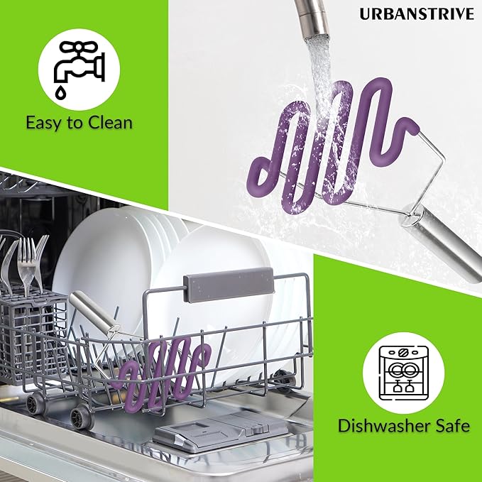 Urbanstrive Non-Scratch Silicone Potato Masher Kitchen Tool, Potatoes Masher Potato Masher Stainless Steel Wrapped In Premium Silicone, Potato Smasher, Purple