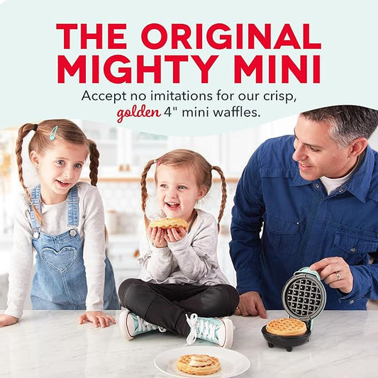 Dash Mini Waffle Maker- Compact Electric Iron for Creative Homemade Treats - PTFE nonstick surface - Easy-to-Clean - Perfect for Kids & Families - Pink