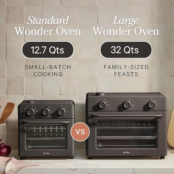 Our Place Wonder Oven | 6-in-1 Stainless Steel Air Fryer Toaster Oven Combo with Basket, Rack, Pan & Tray | Compact 13 QT Countertop Capacity - Toast, Roast, Bake, Reheat, Broil & Steam | Spice