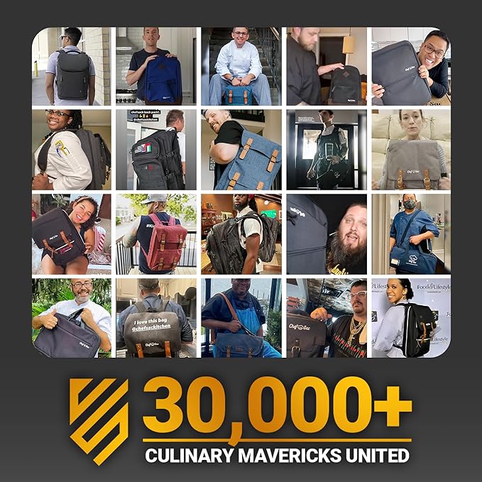 Magnet Chef Knife Backpack | 20+ Pockets for Knives & Tools | Large Pocket for Tablet & Notebooks | Knife Backpack for Chefs (Black)