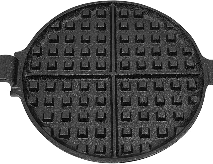 Cast Iron Waffle Maker, 2-Piece Stovetop Waffle Iron Set for Gas Stove - 6.7 Inch Classic Belgian Waffle Plates, Non-Stick & Detachable, Perfect Holiday & Christmas Breakfast Gift (Black)