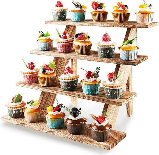 Wooden Cupcake Stand 4 Tier Wood Cupcake Stands Cupcake Holder Rustic Wood Cupcake Stand Wooden Display Stand