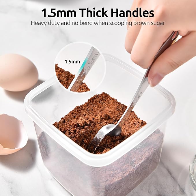 U-Taste 18/8 Stainless Steel Measuring Cups and Spoons Set of 12, and 18/8 Stainless Steel Square Measuring Spoons Set of 8 (Midnight Blue+Silver)