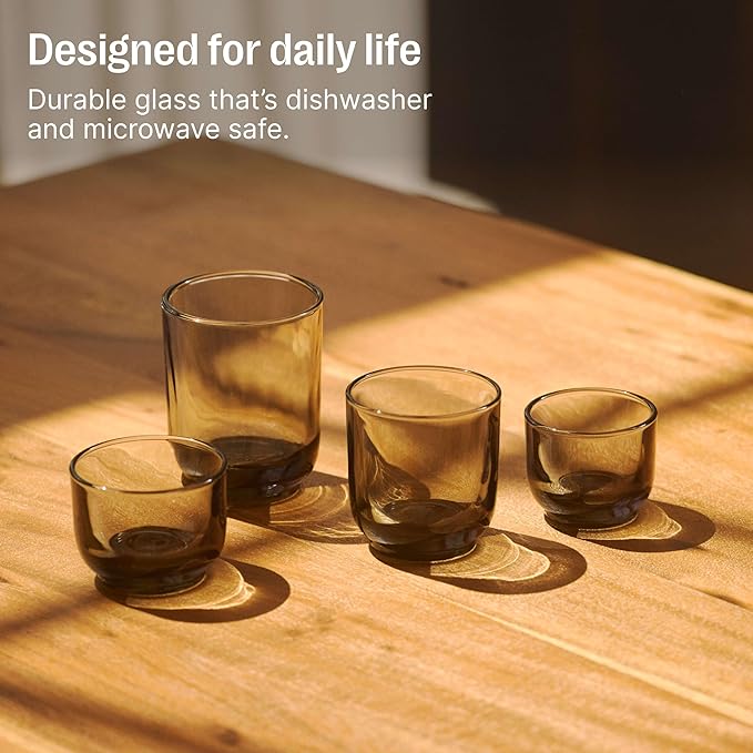 Fellow Pirch Espresso Glasses 3.5 oz Artisanal Cups, Set of 2, Dishwasher Safe Coffee Glasses for Espresso Shots & Latte Art – Woodland