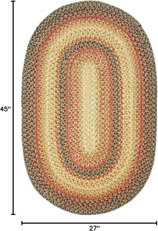 Russet Jute Braided Oval Rugs 27x45 - A Multicolor Oval Entryway Rug for Country Decor