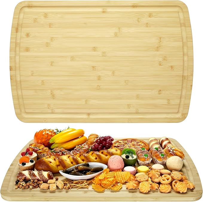 Bamboo Cutting Boards for Kitchen Large Thick Heavy Duty Wood Cutting Board 30x20 Inch with Deep Juice Groove and Handle for Meat Vegetables Fruit Ideal