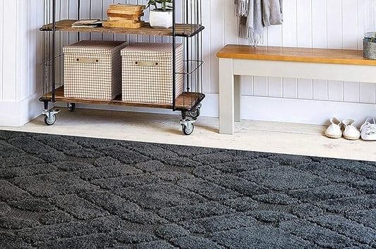Custom Size Hallway Runner Rug Trellis Grey Color 31 inch Wide Select Your Length Non-Slip (Skid Resistance) Rubber Backing 14 feet x 31 inch (Color Options Available)