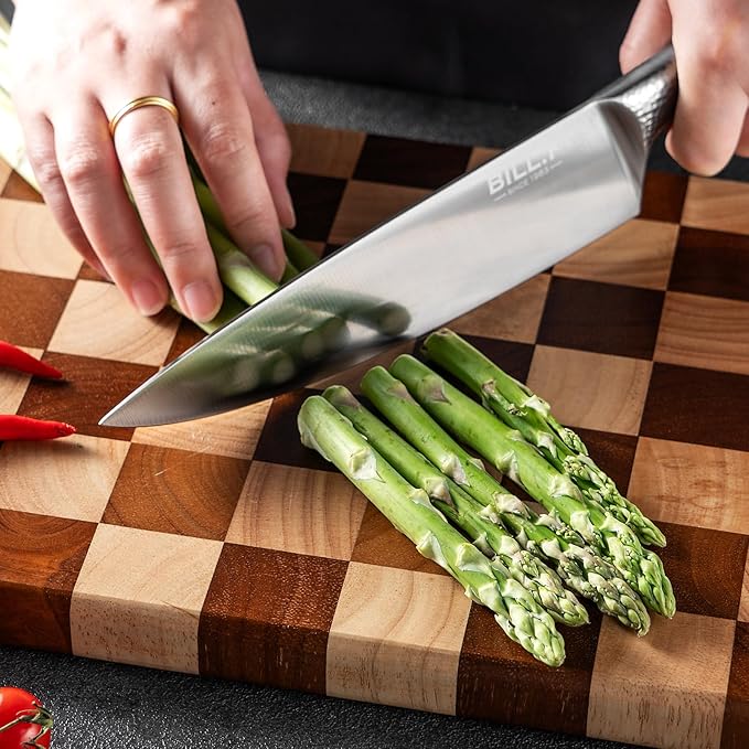 Knife Block with Kitchen Knives Set 14 Pieces and Wood Cutting Chopping Board Stainless Steel Knife for Kitchen Home Essentials Chef Knife Set, Anti-slip handle, Steak Knives Set of 6 